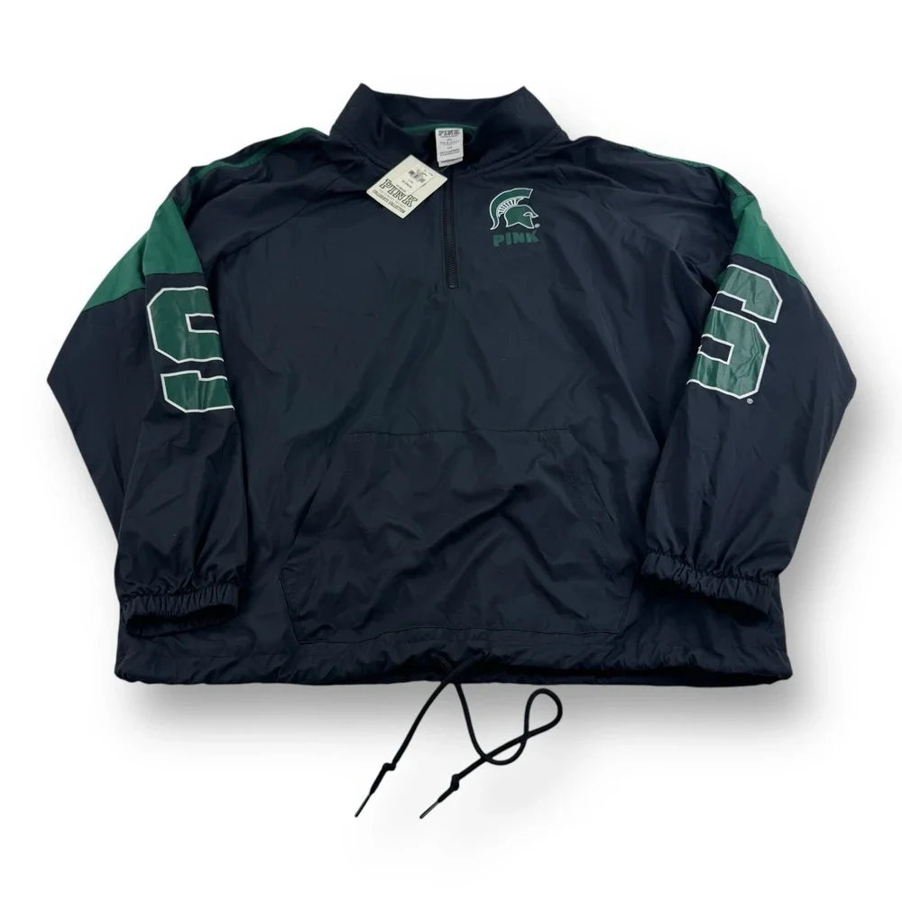 Pink Victoria's Secret 5th & Ocean Michigan State Spartans ½ Zip Women's L‎ NWT - Picture 2 of 8